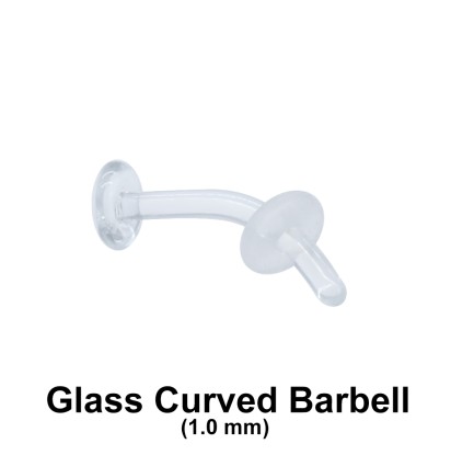 1 mm Glass Piercing Curved Bar with Clear O-ring